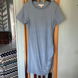 Michael Kors Ruched T-shirt Dress Light Blue Size L